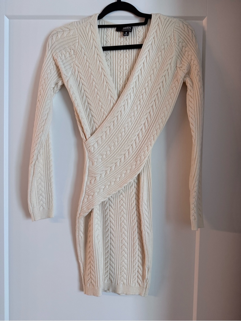 Hera Collection Ivory Cable Knit Wrap Dress